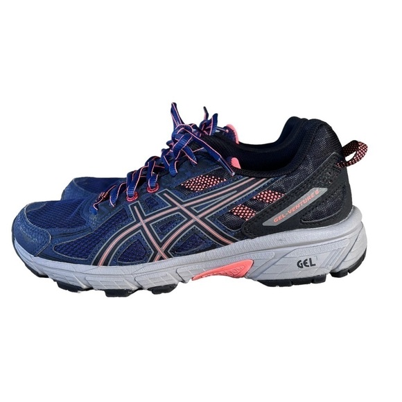 ASICS Gel-Venture 6 Rugged Trail Athletic Shoe Indigo Blue Black Coral Size 7.5 - Picture 3 of 11